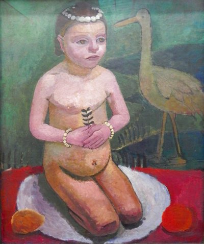 Crouching Girl with Stork by Paula Modersohn Becker